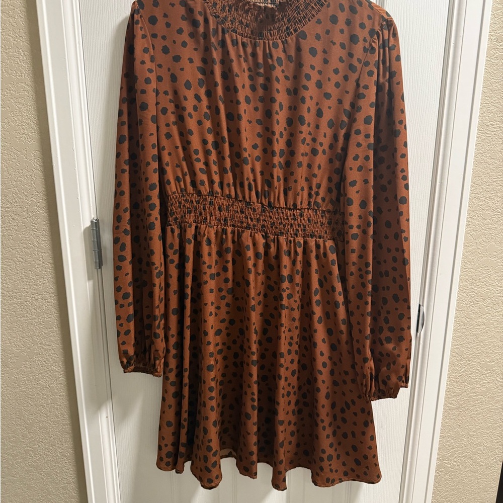 Polka Dot Kids Dress - Brown and Black